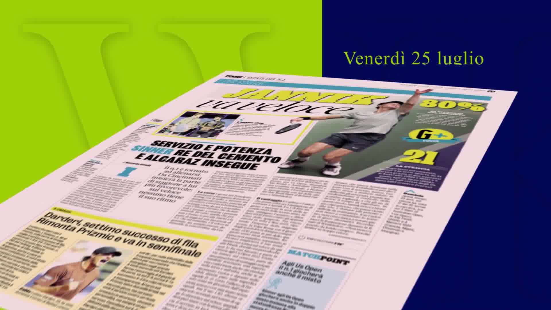 Hawk Eye, la settimana di Darderi e Sinner raccontata dai giornali