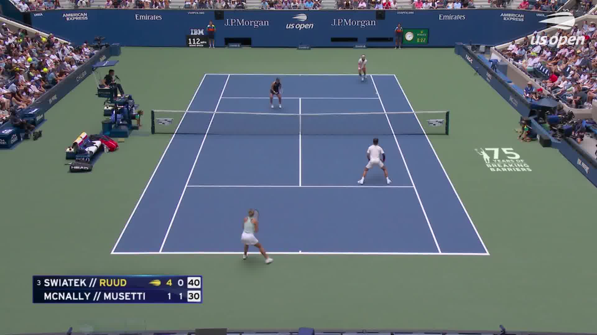 US Open, Doppio Misto: Musetti/McNally - Ruud/Swiatek, gli highlights