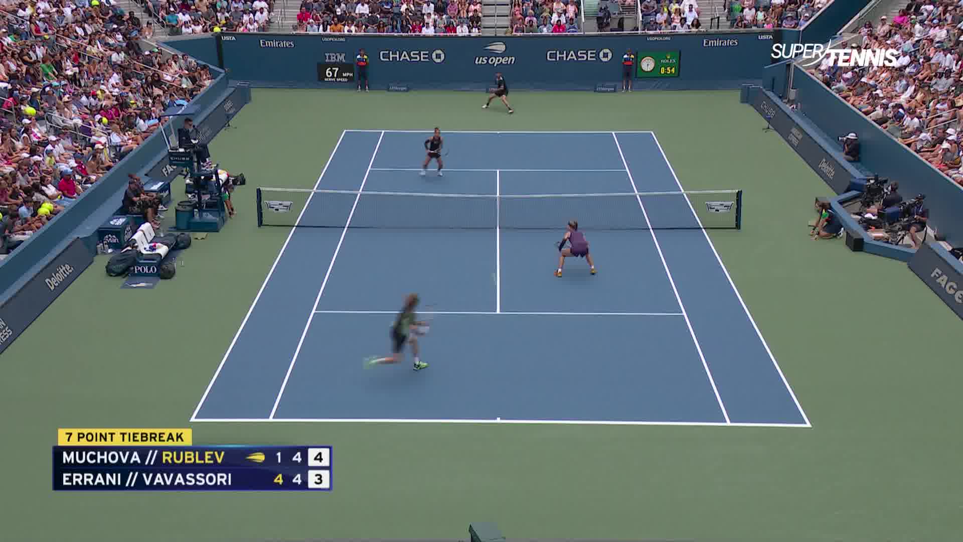 US Open su SuperTennis: il meglio di Errani/Vavassori vs Rublev/Muchova